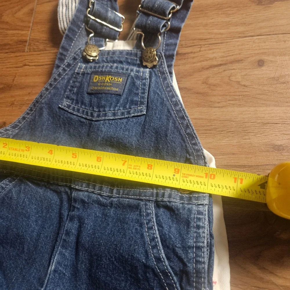 Lot of 2 Vintage OshKosh B'gosh Overalls Denim Shortalls Set 12M Made in USA